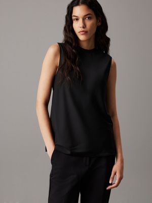 black crepe tank top for women calvin klein