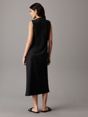 ck black slim crepe midi skirt for women calvin klein