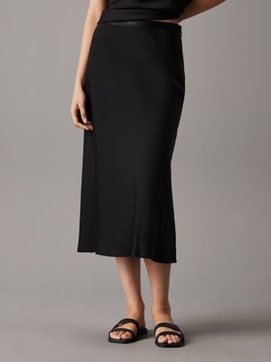 black slim crepe midi skirt for women calvin klein