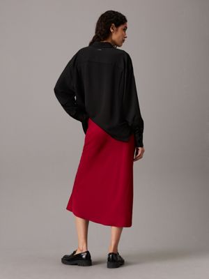 biking red slim crepe midi skirt for women calvin klein