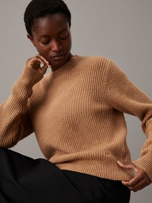 amphora boucle ribbed jumper for women calvin klein