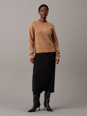 amphora boucle ribbed jumper for women calvin klein