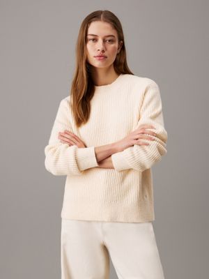 pink boucle ribbed jumper for women calvin klein