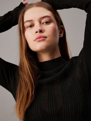 ck black slim open stitch jumper for women calvin klein