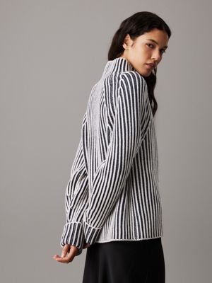 night sky / egret vertical stripe relaxed striped jumper for women calvin klein