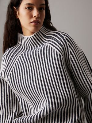 night sky / egret vertical stripe relaxed striped jumper for women calvin klein