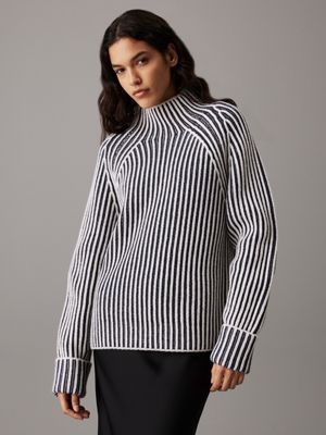 blue relaxed striped jumper for women calvin klein