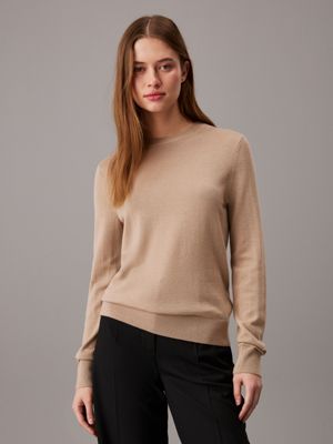 grey merino wool jumper for women calvin klein