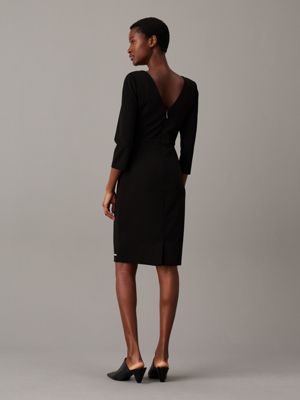 ck black slim scuba twist detail dress for women calvin klein