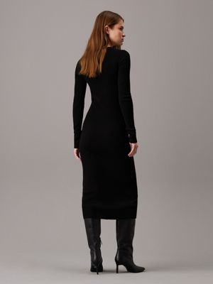 ck black slim wool bodycon dress for women calvin klein