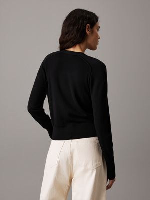 ck black wąski kardigan z wełny merino dla kobiety - calvin klein