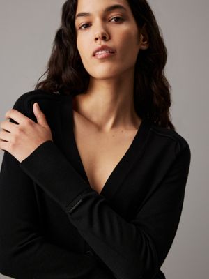 ck black slim merino cardigan jumper for women calvin klein