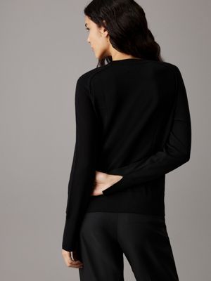 ck black slim merino wool jumper for women calvin klein