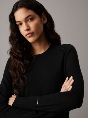 ck black slim merino wool jumper for women calvin klein