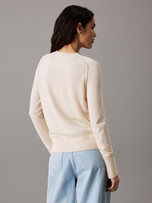 wood ash slim merino wool jumper for women calvin klein