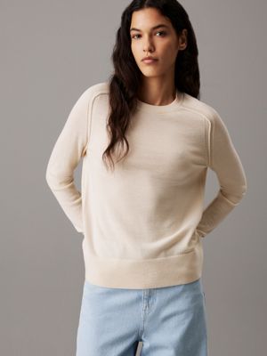 grey slim merino wool jumper for women calvin klein