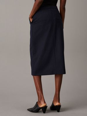 blue pinstripe midi skirt for women calvin klein