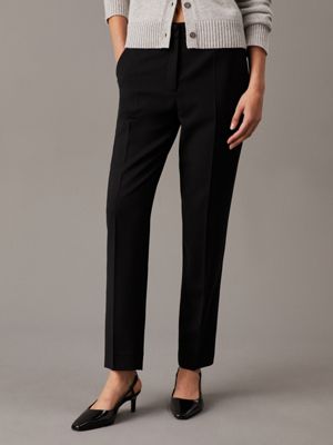 black slim tapered trousers for women calvin klein