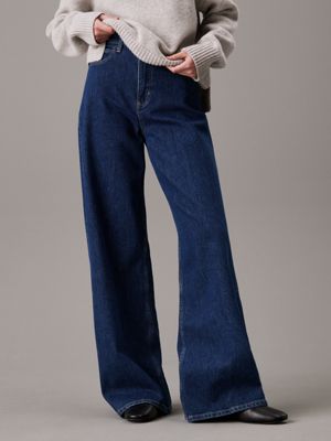 denim high rise wide leg jeans for women calvin klein