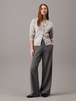 dark grey heather wool jersey trousers for women calvin klein