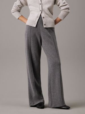 grey wool jersey trousers for women calvin klein