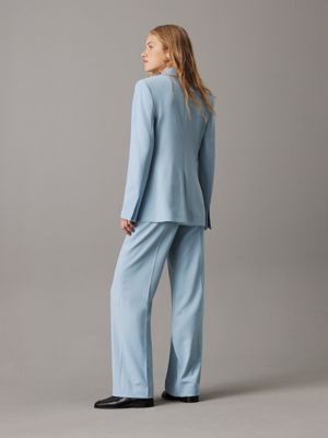 blue wool blend stretch blazer for women calvin klein