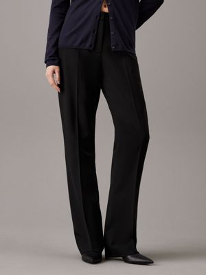 black slim straight trousers for women calvin klein