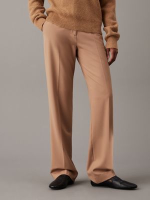 grey slim straight trousers for women calvin klein