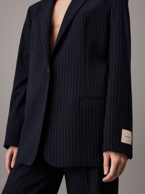 night sky / gray morn stripe relaxed pinstripe blazer for women calvin klein