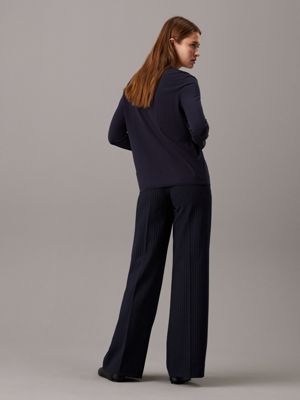 night sky / gray morn stripe wide leg pinstripe trousers for women calvin klein