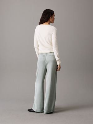 abyss wide leg viscose trousers for women calvin klein