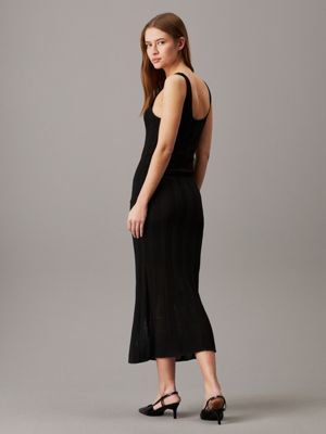 black slim lace tank dress for women calvin klein