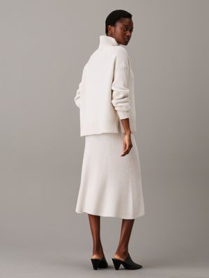 egret relaxed wool midi skirt for women calvin klein