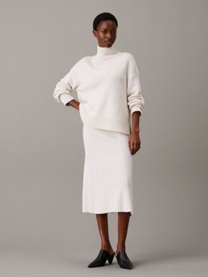 egret relaxed wool midi skirt for women calvin klein