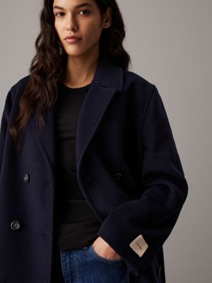 night sky relaxed wool peacoat for women calvin klein