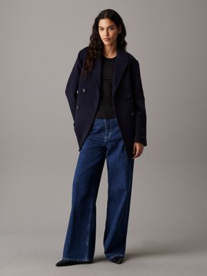 night sky relaxed wool peacoat for women calvin klein