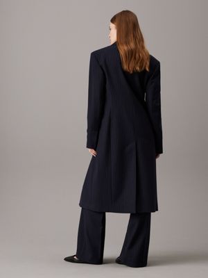 night sky / gray morn stripe oversized pinstripe tailored coat for women calvin klein