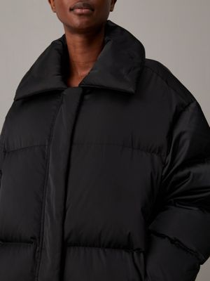 ck black oversized padded down jacket for women calvin klein