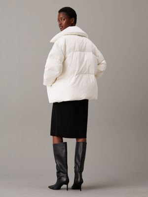 egret oversized padded down jacket for women calvin klein