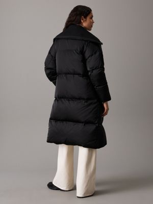 ck black relaxed padded down coat for women calvin klein