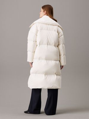 egret relaxed padded down coat for women calvin klein