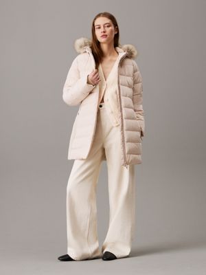 Calvin klein fur hood coat sale