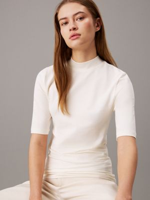 egret extra slim mock neck top for women calvin klein