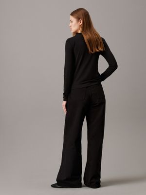 black slim modal top for women calvin klein