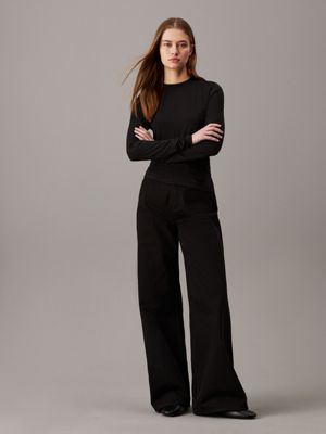 ck black slim modal top for women calvin klein