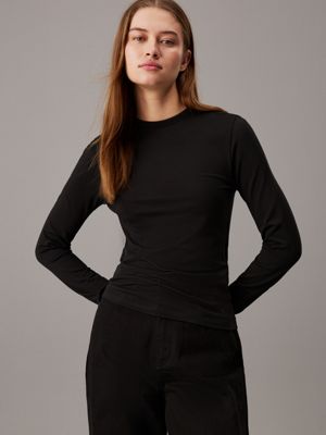 black slim modal top for women calvin klein