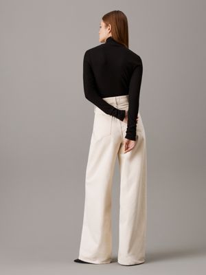 haut côtelé ajusté à col cheminée ck black pour femmes calvin klein