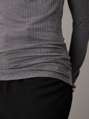 dark grey heather fitted cowl neck top for women calvin klein