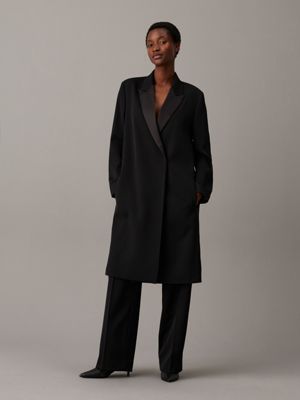 Relaxed Wool Twill Tuxedo Coat