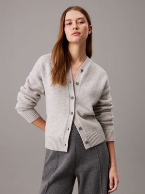 grey relaxed cashmere blend cardigan for women calvin klein